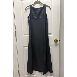 Vintage Perry Ellis Black Empire Waist Maxi Dress Satin Bodice Made in Canada 10